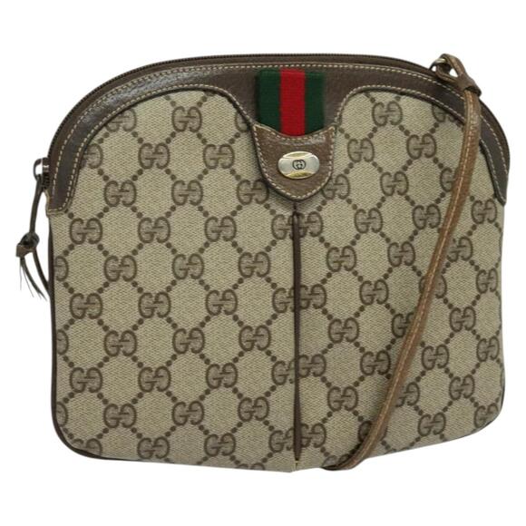 GUCCI GG Supreme Web Sherry Line Bag Pvc Beige Gold 904 02 047 - Picture 1 of 16